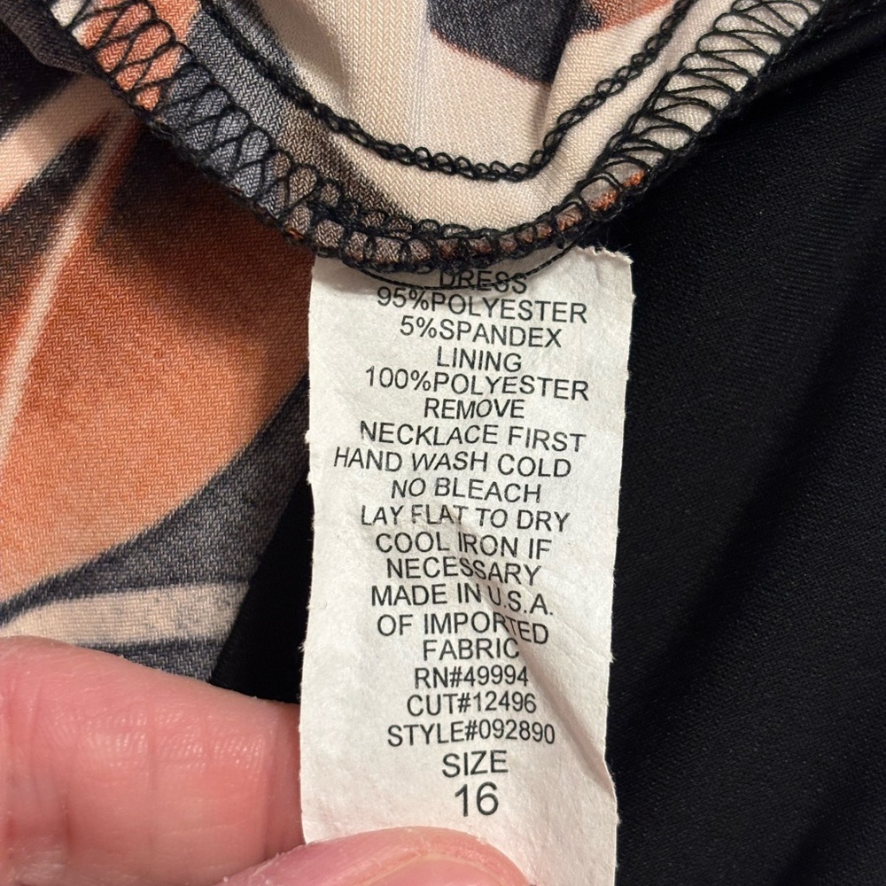 R&M Richards Abstract Floral Cocktail Dress Size 16 Sleeveless A-Line - Picture 3 of 8